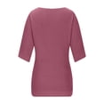 thumbnail image 4 of UAMVSH Plus Size Sweaters for Women Casual Half Sleeve Crew Neck Pullover Soft Fall Loose Tops Solid Color Basic Knitted Sweaters(Medium,Pink), 4 of 6