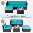 thumbnail image 3 of FDW 5-Piece Outdoor Patio Furniture Set, Rattan Wicker Sofa, Chairs & Table, Blue, 3 of 7