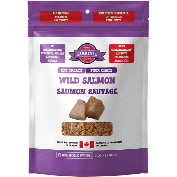 Sabrini's Gâteries pour Chats au Saumon Sauvage, Gâteries Naturelles Déshydratées à un Ingrédient pour Chats – 3 oz
