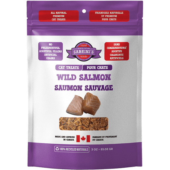 Sabrini's Wild Salmon Cat Treats, Dehydrated One Ingredient Natural Treats for Cats – 3 oz