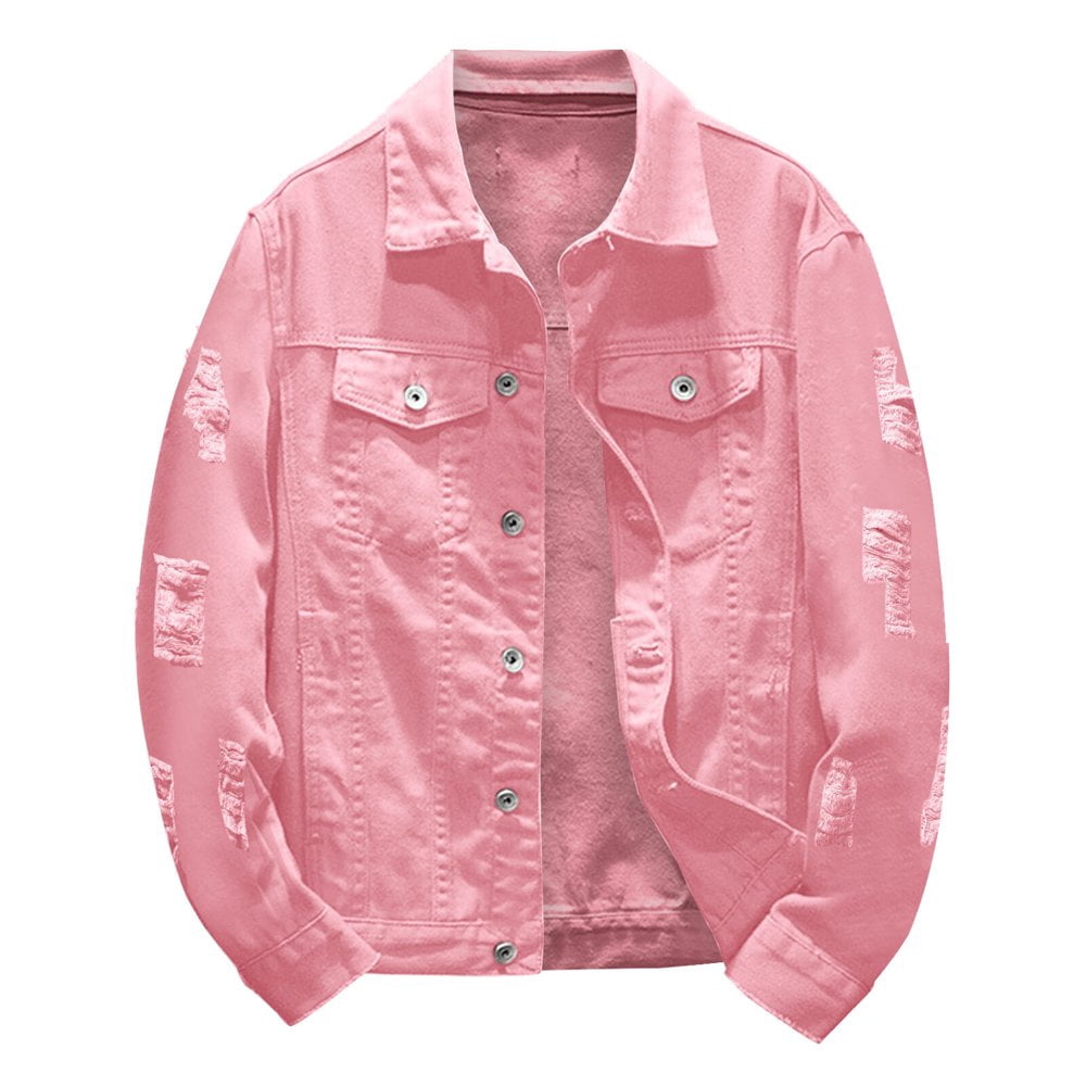 Mens Spring And Autumn Leisure Buckle Lapel Denim Jcket Coat Top Blouse