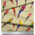 thumbnail image 2 of Soimoi Beige Georgette Viscose Fabric Macaw Parrot Bird Print Fabric by Yard 44 Inch Wide, 2 of 3
