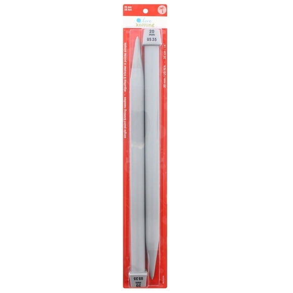LOVE KNITTING 36 cm (14 in) Single Point Knitting Needles - 2 pieces, 35 cm (13.8 in), 20 mm (0.79 in)