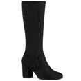 thumbnail image 1 of Unique Bargains Bottes Hauteur Genou à Bout Rond à Talons Épais pour Femme Noires (Taille 6), 1 of 7