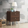 thumbnail image 3 of Gymax Set of 2 Nightstand 2-Drawer Beside End Side Table w/Rubber Legs Walnut Finish, 3 of 10