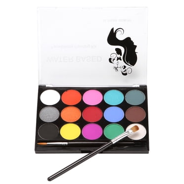 Amdohai Face Paint Kit Professional Water Based Body Paint 15 Colors Washable Non-Toxic Paints 2 Paintbrushes