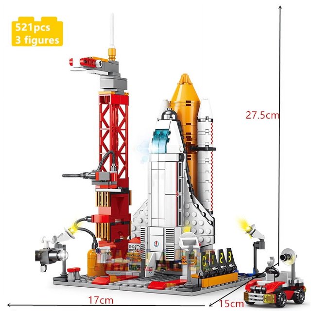 Ensemble de Blocs de Construction Centre de Lancement de Fusée Spatiale, Station Spatiale Aérospatiale et Modèle de Vaisseau Spatial, Jouet de Briques STIM de Ville Aéronautique Bricolage, Cadeau Éducatif Créatif pour Enfants