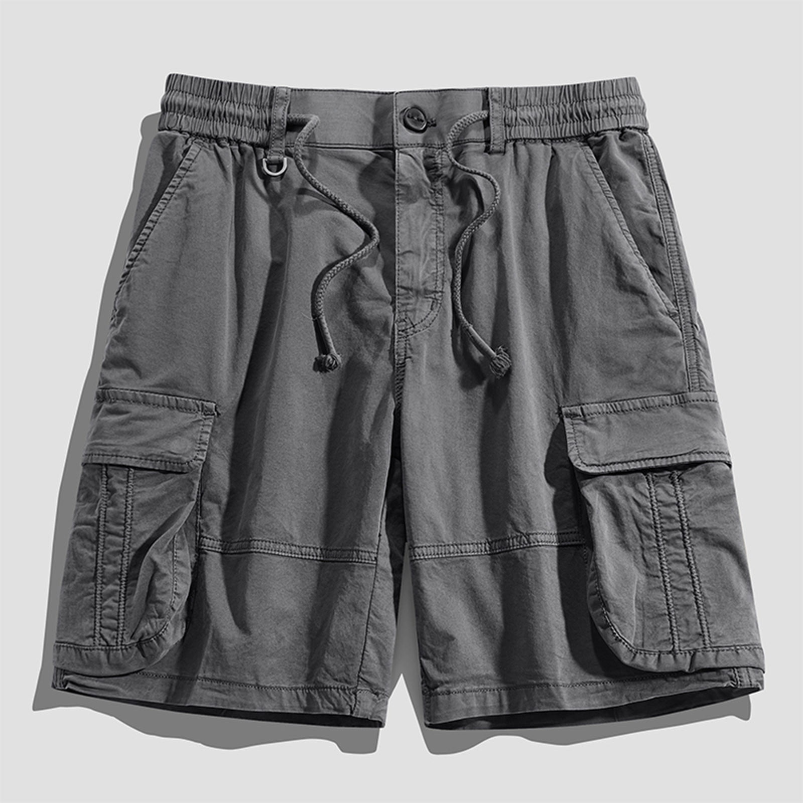 Mens Sports Leisure Elastic Waist Multi-Pockets Relaxed Summer Shorts Pants