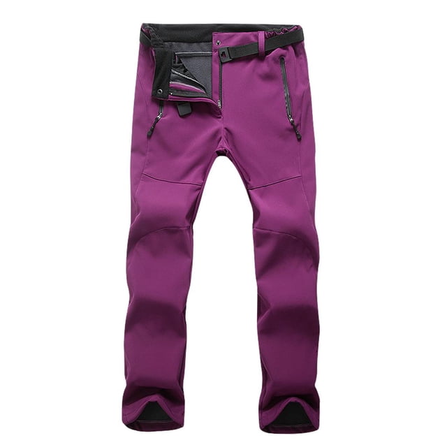 Milaget Pantalon de Ski Femme Coquille Souple Épais pour Voyage Randonnée Rouge