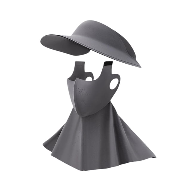 jinwen Sun Hat Face Cover Cap Earloop Women for Sightseeing Outdoor Activities Work Deep Gray