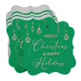 thumbnail image 3 of Inkdotpot Real Rose Gold Foil Merry Christmas & Happy Text Tags Favor Bracket Shape Hang Pack Of 100 Paper Tags, 3 of 7