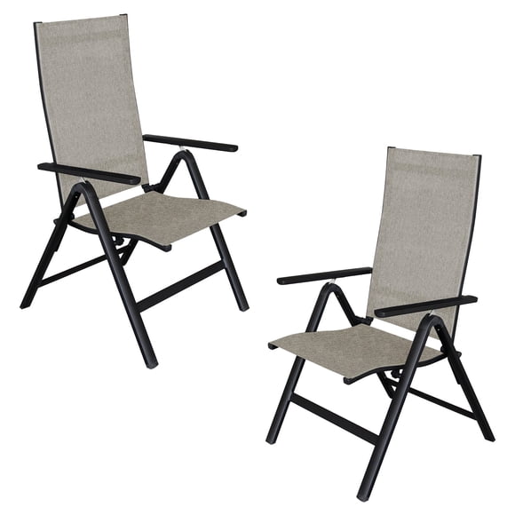 F. Corriveau International - Ensemble de 2 Chaises d'Extérieur Pliantes et Inclinables Emma, Cadre en Aluminium, Gris