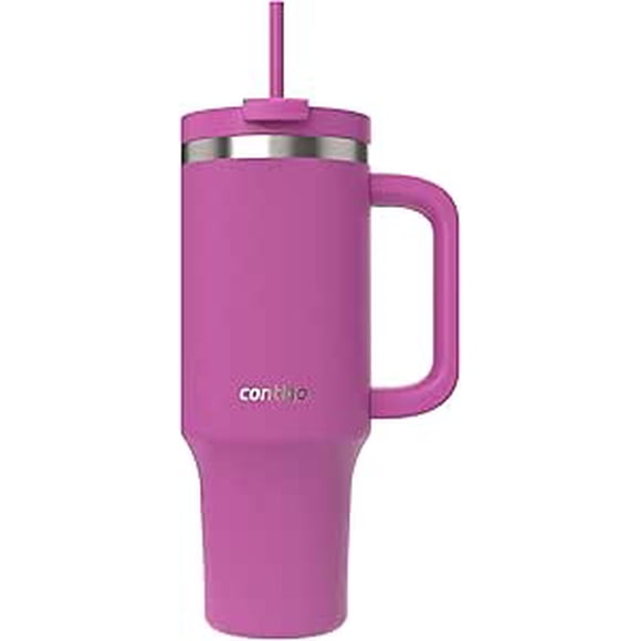 Contigo Streeterville Tumbler, 40 oz (1.18 L), Insulated Stainless Steel Water Bottle with Straw and Leak-Proof Lid, Galactic Pink