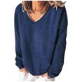 thumbnail image 1 of Yuyuzo Womens Fall Sweatshirts Long Sleeve Round Neck Solid Color Loose Comfy Casual Pullover Tops, 1 of 3