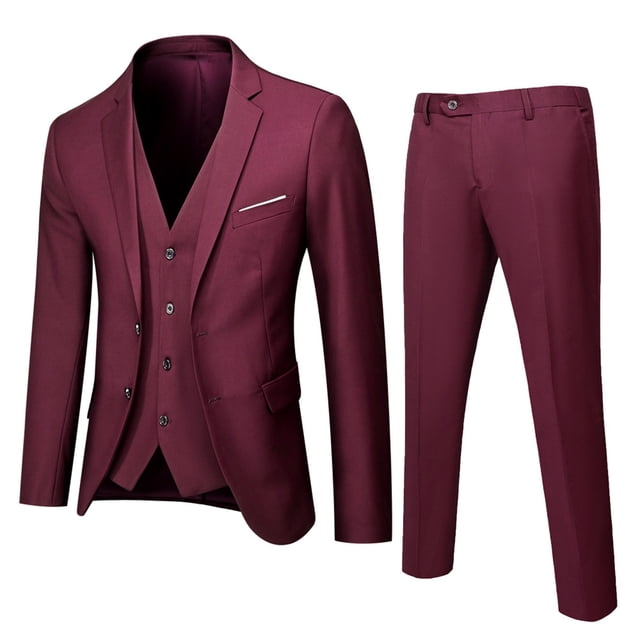 Hiiyo Big Boy's Wedding Suit Solid Lapel Waistcoat Blazer Pants 3Pcs Party Outfits