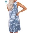 thumbnail image 4 of Deago Robe Courte Décontractée Teinture sur Nœuds pour Femme, Col Rond, Sans Manches, T-Shirt Ample, Débardeur d'Été, Robe de Plage (Marine, M), 4 of 9
