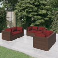 thumbnail image 1 of vidaXL 6 Piece Garden Lounge Set with Cushions Poly Rattan Brown, 1 of 3