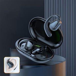 NARABB Haut-parleurs Bluetooth Ecouteurs sans fil Casques Bluetooth 48hrs Jouer les écouteurs de sport de retour avec LED Affichez les bourgeons sur l'oreille avec casque Mic intégré pour l'entraînement