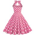 thumbnail image 4 of Pompotops Mode Été Femmes Rétro Vague Dos Nu Sans Manches Ceinture Aguichant Robe Mini, 4 of 4