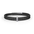 thumbnail image 1 of Men’s Engravable Sterling Silver Vertical Bar Leather Bracelet, 1 of 4