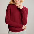 thumbnail image 2 of ManxiVoo Chandail Tricoté à Manches Longues et Col Rond pour Femmes, Haut à Capuche pour Automne Hiver, Tenue Décontractée, Taille m, Vin, 2 of 5