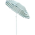thumbnail image 1 of Outsunny 6FT Round Beach Umbrella with Tilt Mechanism, Striped Green, 1 of 7