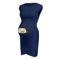 thumbnail image 4 of HWRETIE Robe de Maternité Imprimée pour Femmes Robe Courte Décontractée Accessoire Photo de Grossesse Tenue pour Futures Mamans, 4 of 6