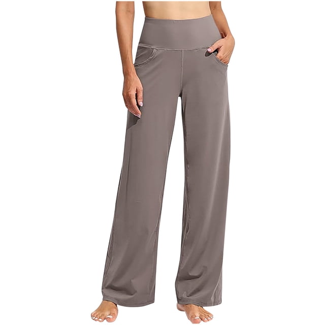 LSLJS Women's Solid Color Fashionable and Comfortable Wide Leg Straight Yoga Pants Gym Pants