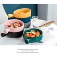 thumbnail image 2 of facefd Ceramic Salad Bowl Handled Solid Color Adorable Washable Cute Home Breakfast Dinner Soup Fruit Bowls Tableware Black, 2 of 8