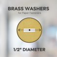 thumbnail image 3 of Officewerks Brass Washers for Paper Fasteners, 1/2 Inch Slotted Brass Gold-Plated Round Metal Brads for Scrapbooking, Crafts, Making DIY, and More (Gold Washers - 100 Pack), 3 of 5