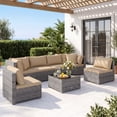 thumbnail image 1 of Costway 7PCS Patio Rattan Furniture Set Sectional Sofa Cushioned Garden Beige, 1 of 10