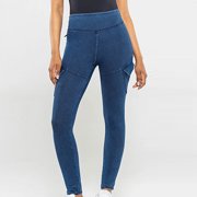 AherBiu Leggings for Women High Waisted Denim Pants with Pockets Solid Color Casual Fashion Workout Yoga Pants