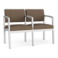 thumbnail image 1 of Lenox Steel Reception Waiting Room 2 Seats Chair / Silver Steel / Brown, 1 of 5