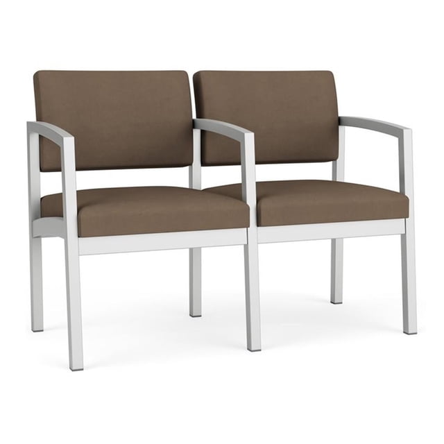 Lenox Steel Reception Waiting Room 2 Seats Chair / Silver Steel / Brown