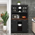 thumbnail image 2 of Gymax Buffet And Hutch Kitchen Storage Cabinet Cupboard w/ Wine Rack & Drawers Black, 2 of 10
