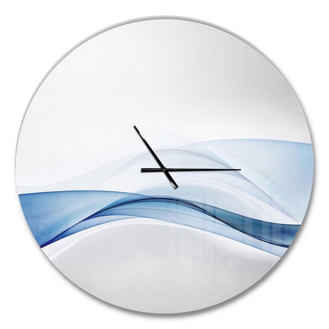 Designart « Vague d'Éclaboussures d'Eau 3D » Horloge Murale Moderne avec Cadran Rond en Aluminium Massif et Fini Lustré, Présentant des Motifs de Vagues Bleues Abstraites et des Aiguilles Noires Minimalistes, Prête à Accrocher et Idéale comme point focal Contemporain pour la Décoration de la Maison Ou du Bureau.