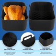 thumbnail image 3 of 2 Pcs Pot en Silicone pour Friteuse à Air Chaud Compatible avec Friteuses à Double Panier Ninja Doublure Réutilisable avec Poignée Brosse à Huile Tapis de Cuisson en Silicone pour Friteuse à Air, 3 of 7