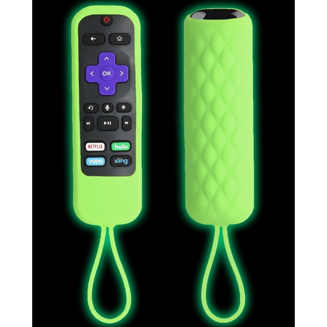 Glow Remote Cover for Roku Steaming Stick/Voice/Express/Premiere Remote - Silicone Case Compatible with TCL Roku Smart TV Remote Control Replacement