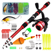 Fishing Rod and Telescopic Rods set with Fiberglass Construction and Reel for Outdoor Angling Versatile Telescoping Design for and Sea Use