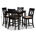 thumbnail image 4 of Baxton Studio Verina Ensemble de Pub 5 Pcs en Bois Espresso Rembourré Sable, 4 of 8