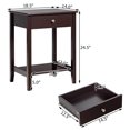 thumbnail image 2 of Costway Table de Chevet Table d'Extrémité Rangement Présentation Mobilier de Chambre Tiroir Étagère à Côté Brun, 2 of 9