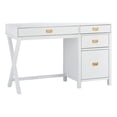 thumbnail image 1 of Linon Peggy Side Storage Wood Desk with 4 Drawers Rose Gold Hardware in White, 1 of 20