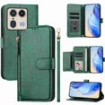 thumbnail image 1 of Case for Motorola Edge 50 Ultra Zipper Wallet Flip Cover with Card Holder, Photo Frame, Kickstand & Lanyard, PU Leather Green, 1 of 5