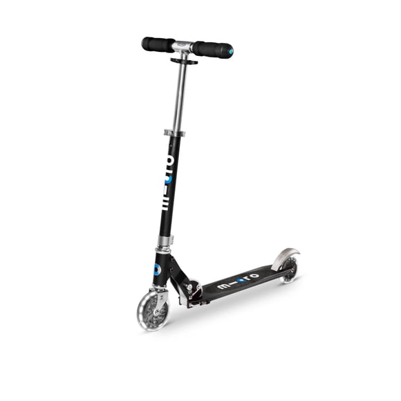 Micro Kickboard- Sprite LED - Trottinette à 2 Roues pour 6 Ans et Plus, Pliable pour Transport, Trottinette Légère et Portable avec Roues Lumineuses Activées par le Mouvement (Noir)