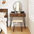 thumbnail image 4 of Costway Industrial Vanity Makeup Dressing Table Padded Stool Set 3-Color Lighted Mirror, 4 of 10