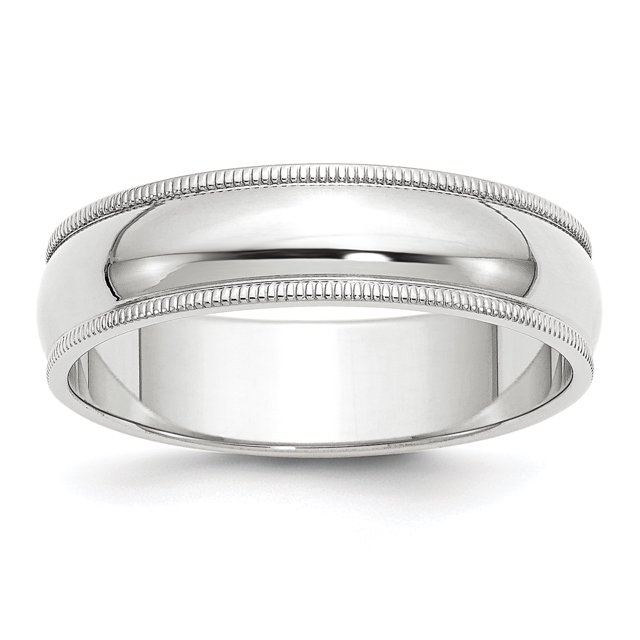 10KW 6mm Milgrain Half Round Band Size 12.5 Size 12.5