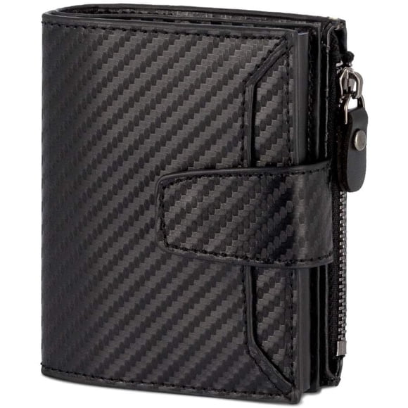 Card Wallet Men RFID Blocking Slim Wallets with Pop Up Credit Card Holder 2 in 1 Minimalist Anti-Theft Purse with Zip Coin Pocket