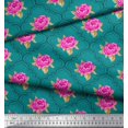 thumbnail image 2 of Soimoi Tissu en Coton Cambric Design Quatrefoil, Imprimé Floral Feuilles & Roses au Mètre 42 Pouces de Large, 2 of 3