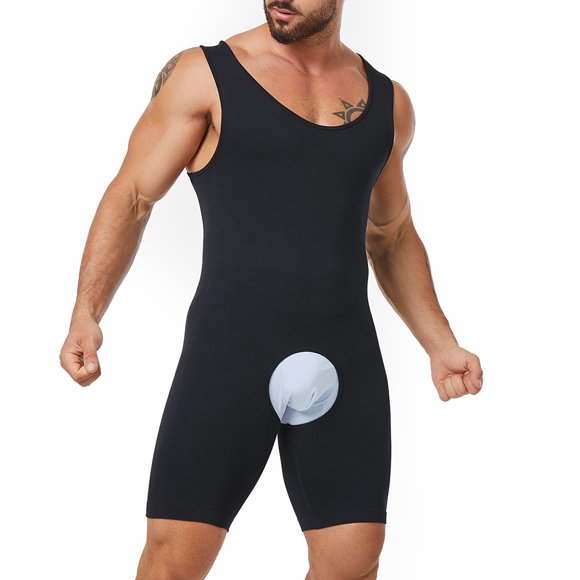 Seamless Men's Shapewear Full Body Shaper Bodysuit LTY01 black M