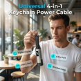 thumbnail image 2 of JJV Portable 4 in 1 Keychain Charging Cable with Digital Display Compact Multi Connector Phone Charger Cord for Smartphone Tablet On the Go Emergency Power 35in Holiday Gifts, 2 of 5